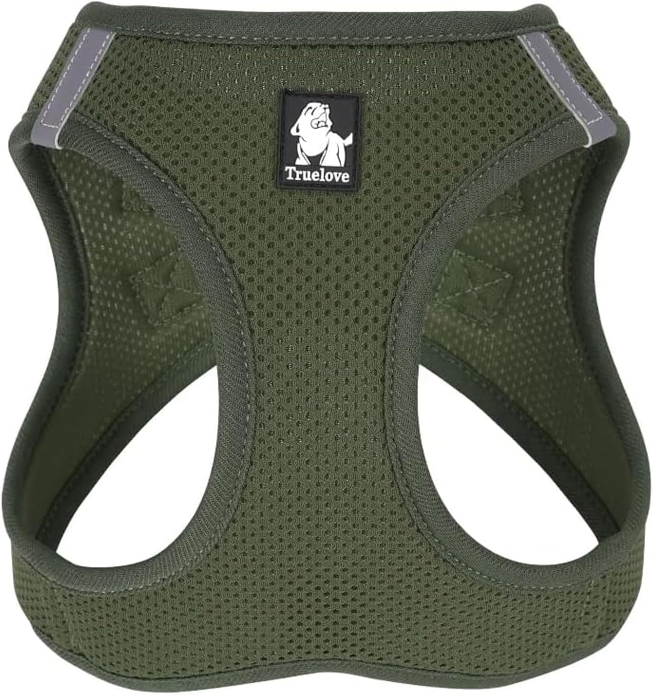 TRUE LOVE Dog Harness Soft Air Mesh Adjustable Reflective Pet Vest for Small and Medium Breeds, Small, Moss Green image number 1