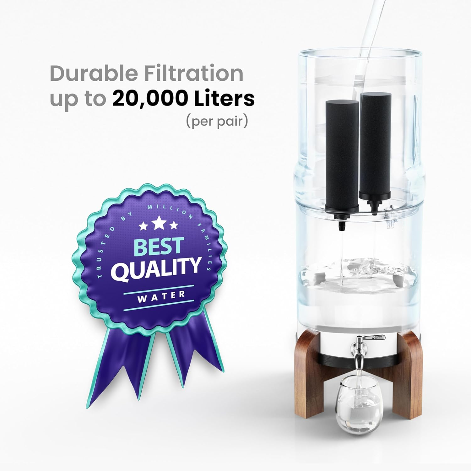 PHOENIX GRAVITY NSF Certified Smart Carbon (Black) Replacement Filter Elements - Pack of 2 Carbon Cartridge for Phoenix Gravity Water Filters, Compatible with Berkey & Other Countertop Water Filters image number 5