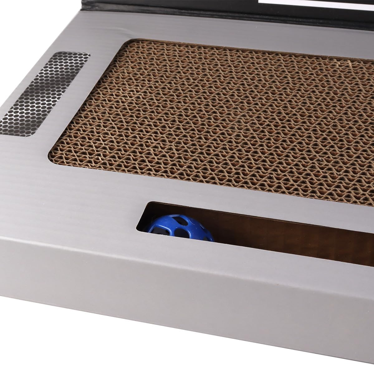 Enwye Laptop-Shaped Cat Scratching Pad with Plush Old Mouse Durable Corrugated Cardboard Foldable Space-Saving Design Control Scratching Pressure image number 6