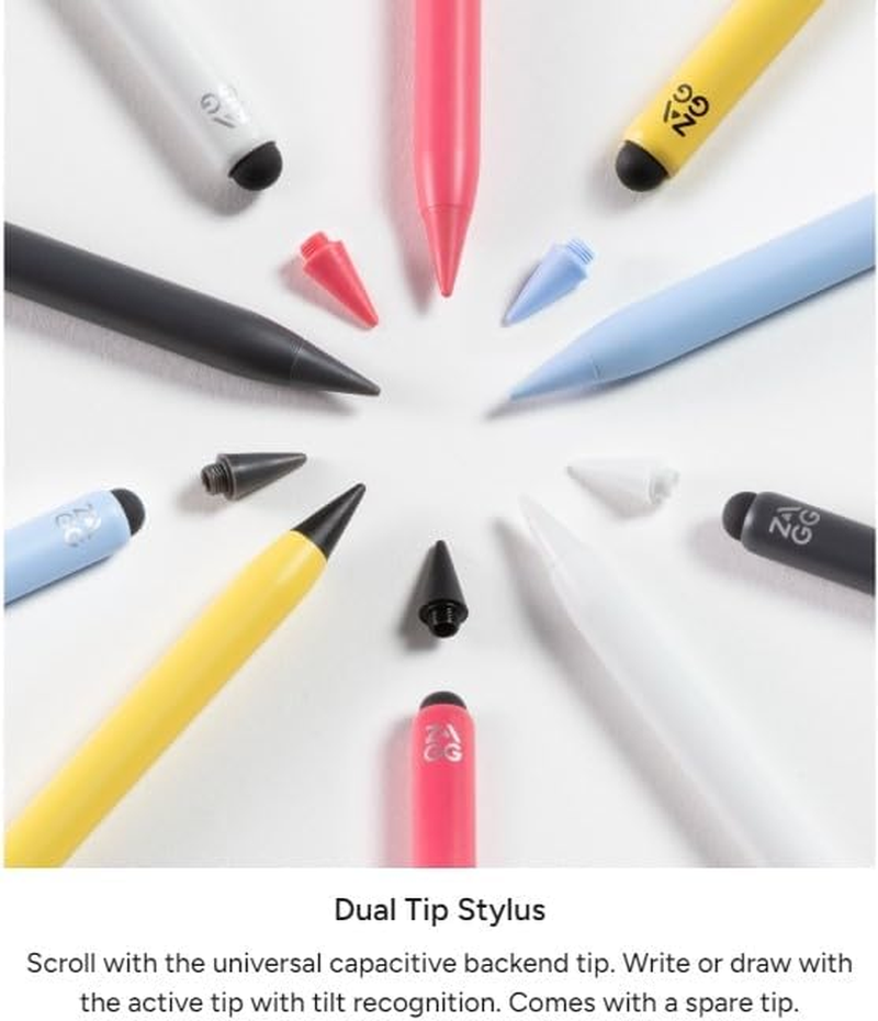 ZAGG Pro Stylus 2 with Active & Capacitive Tips, Palm Rejection, Tilt Recognition, Bluetooth Pairing, Compatible W/Ipad Pro 11/12.9 (3,4, & 5 Gen)/Air 10.9/Ipad 10.2/9.7/Mini 5/ Ipad Air (M2) - Gray - Gray image number 2