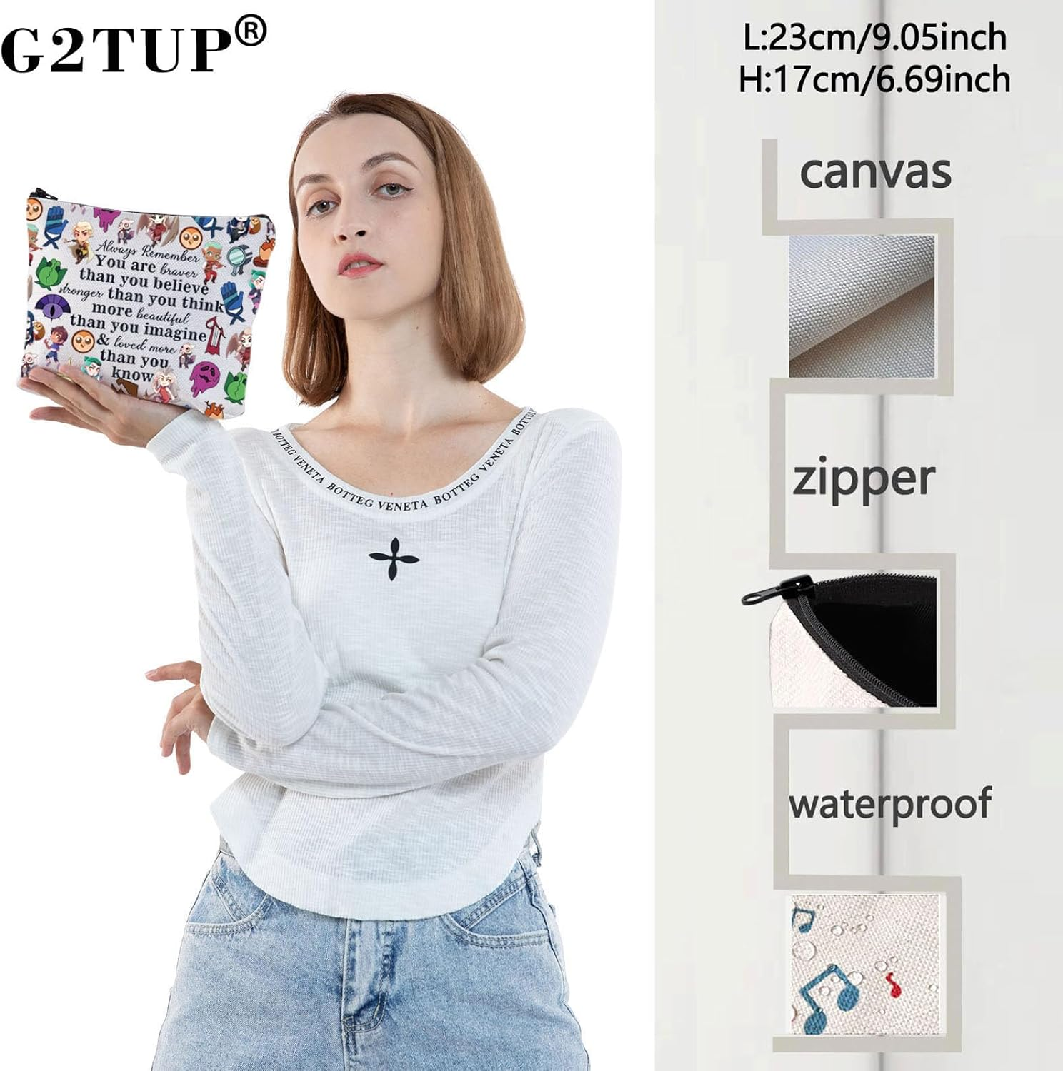 G2TUP Luz Noceda Cosmetic Bag Eda & Luz Fans Gift You Are Braver Stronger Beautiful than You Know Zipper Pouch Bag Amity Blight Merch, You Braver Owl H, 无 image number 3
