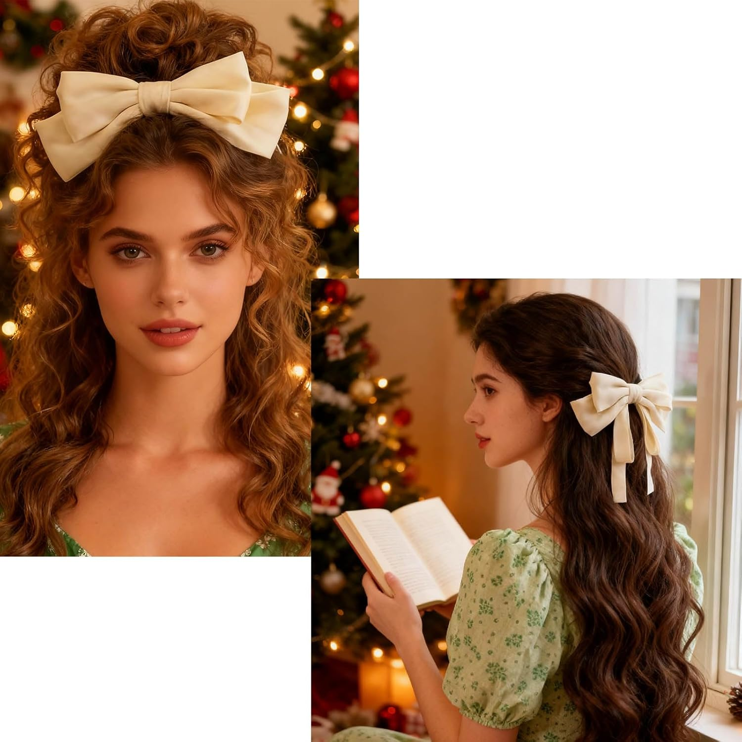 Hair Bows Women Bow Hair Clips Silky Satin Bow Clips Cute Hair Bow Clips French Hair Band Bow Long Tail Bows Wedding Bow Barrette Bowknot White Black Red image number 3