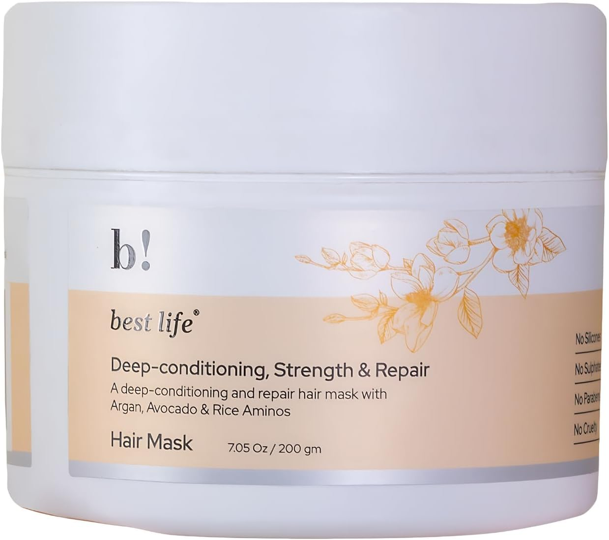 Best Life Deep-Conditioning, Strength, and Repair Hair Mask with Argan Oil, Shea Butter & 9 More Botanicals for Achieving Stronger, Healthier, and More Radiant Hair(200Ml)