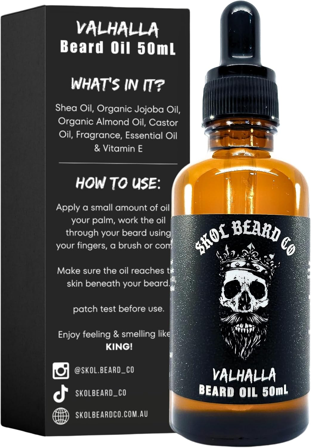 Premium Beard Oil in Valhalla, 50Ml | Infused with Jojoba, Almond, and Essential Oils for a Soft, Healthy Beard Hair Growth