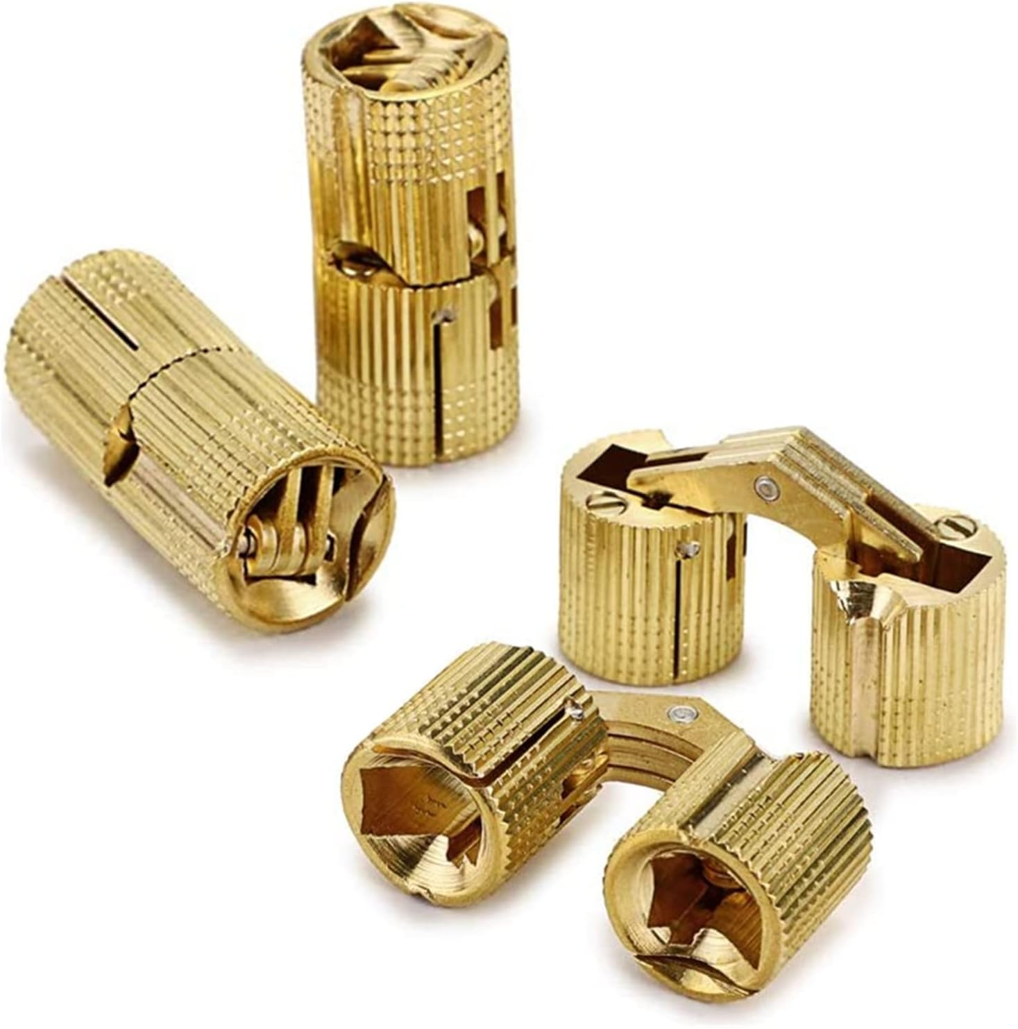 4 Pcs Hidden Brass Barrel Hinges, Concealed Box Hinges Invisible for Furniture, 180 Degree Opening Angle Cabinet Hinge for DIY Jewelry Box Hand Craft (Gold, 8Mm) image number 6