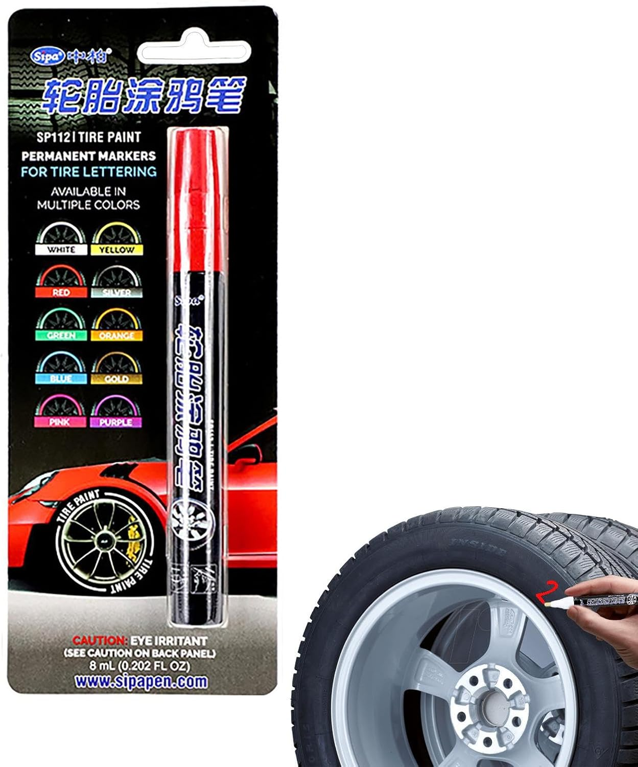 Tire Paint Pen - Waterproof Marker, Auto Wheel, Smooth Ink | Quick Dry Paint Pen, Multi Color Tool (For Tires, Glass, Stones, Canvas Shoes, Outdoor Courtyard Projects) image number 5