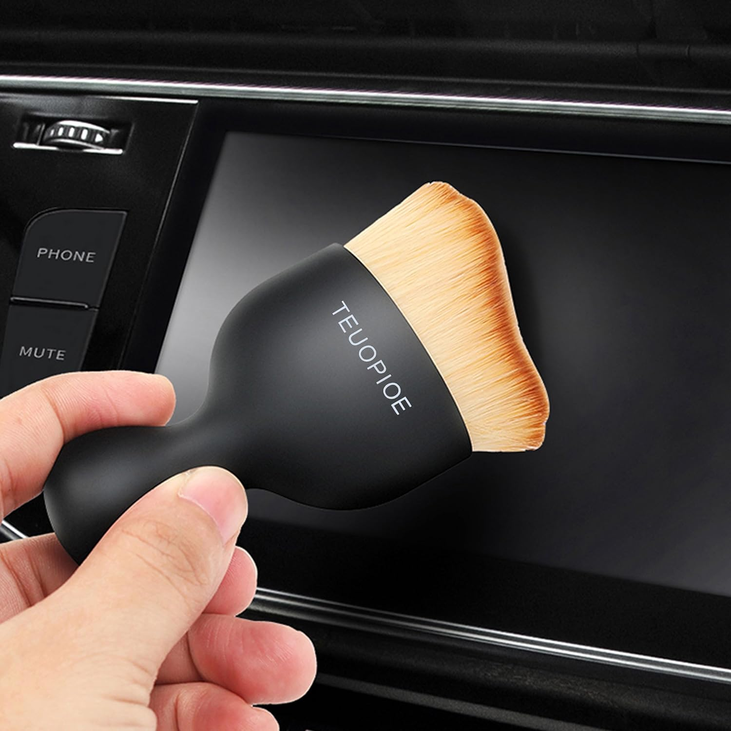 Car Interior Cleaning Brush, Car Duster Interior,Car Detailing Brush Dusting Brush,Car Interior Cleaning Tool, Auto Soft Hair Car Brush,Auto Interior Dust Brush for Air Vents(Brown) - Brown image number 5