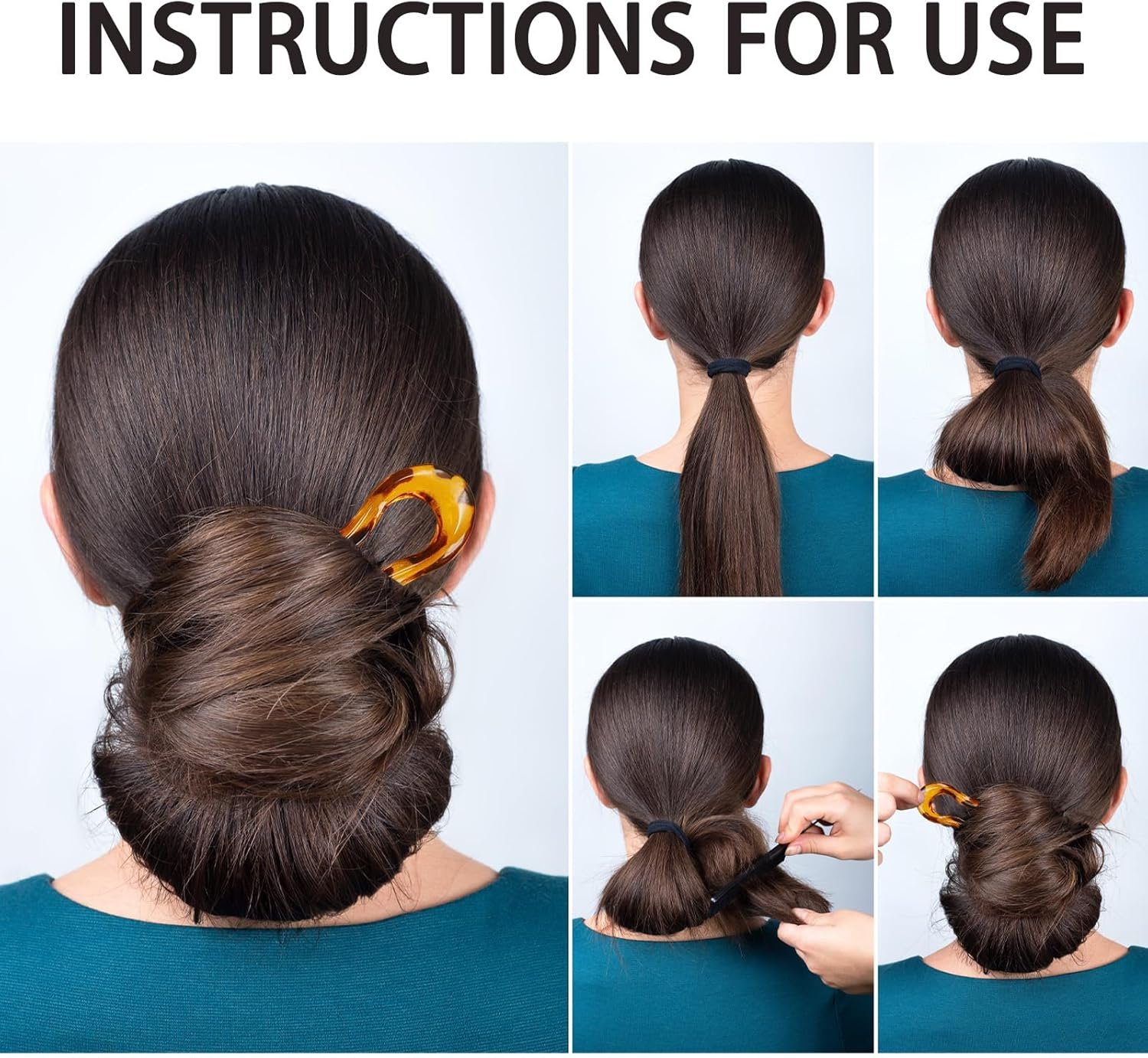 FOSDICK Pack of 6 U-Shaped Hair Pins, French Hair Fork, French Twist Hair Pins for Women Girls All Hair Types Updo Styling image number 3