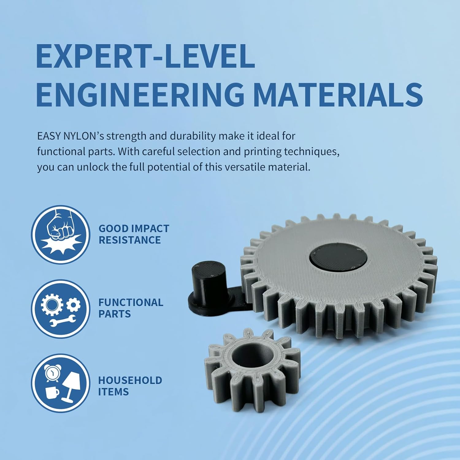 OVERTURE Nylon Filament 1.75Mm 3D Printer Filament, Polyamide (PA) 1Kg Spool (2.2Lbs), Dimensional Accuracy +/- 0.03 Mm, Fit Most FDM Printer (Gray) image number 3