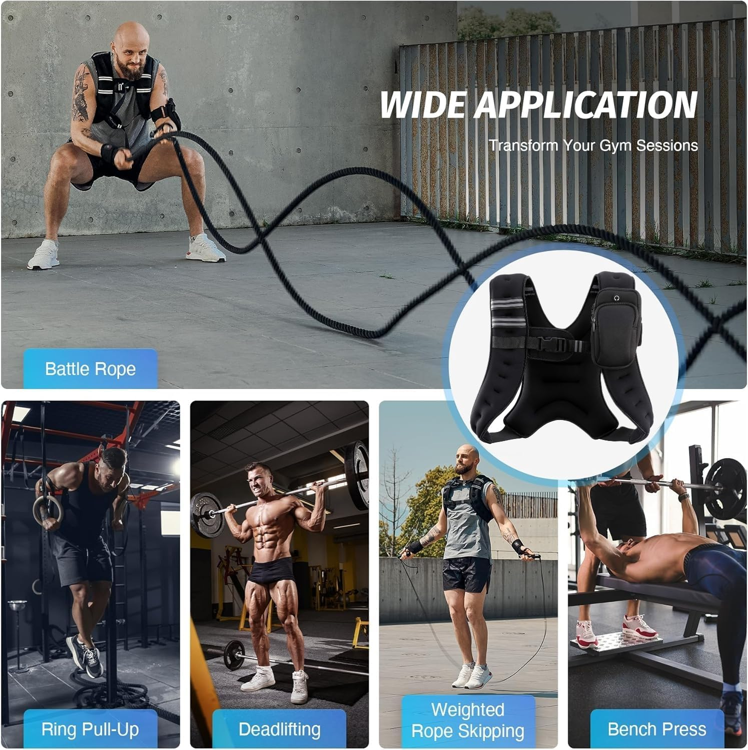 Weighted Vest, Weight Vest for Men Women，Exercise Weighted Vests with Reflective Stripe Adjustable Buckle,Exercise Weighted Vests for Running Training Workout Jogging Walking Gym Strength Training image number 3