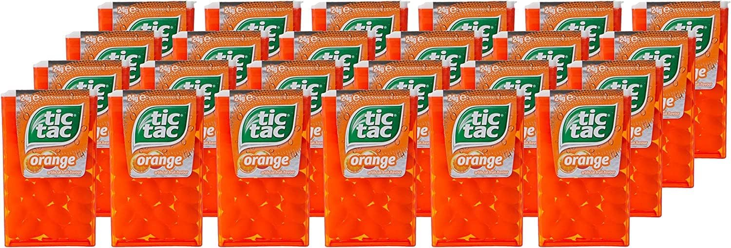 Tic Tac Orange Flavoured Mints, Bulk Hard Candy Mints, On-The-Go Refreshment, 24 Packs (24G Each) image number 1