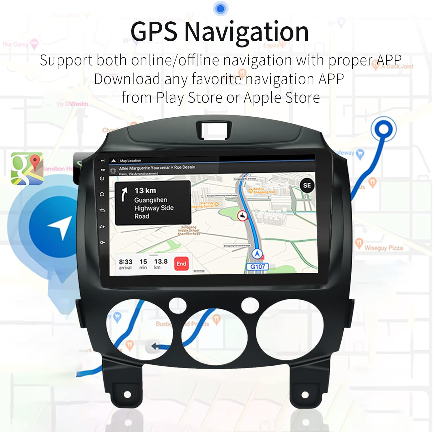 For Mazda 2 Radio Car Stereo 2008-2014 Built-In Carplay/Android Auto/Wifi/Steering Wheel Control/Split Screen/Bluetooth/Gps Navigation/Android 10 image number 2