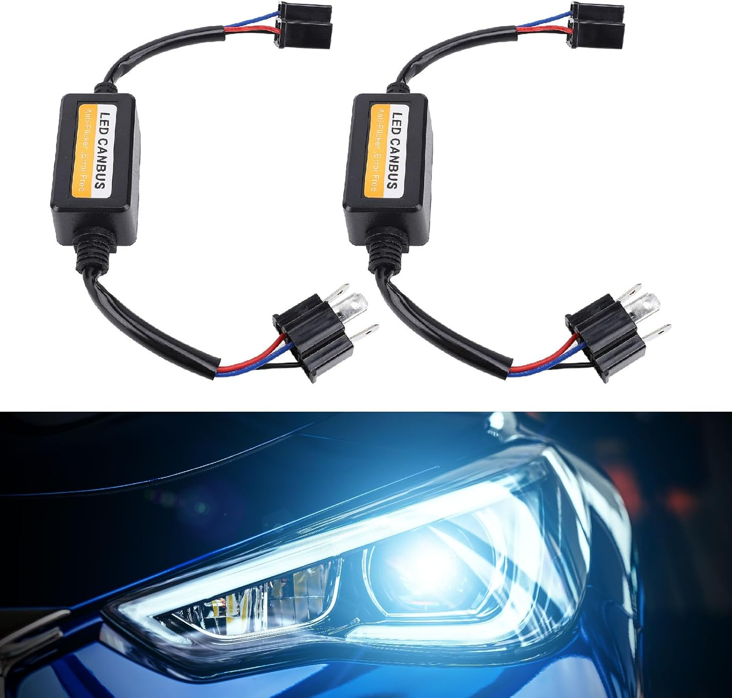 2Pcs H4 LED Canbus Decoder Bypassing Wiring LED Light Decoder for Stable Quality Installation for H4 Headlight Models