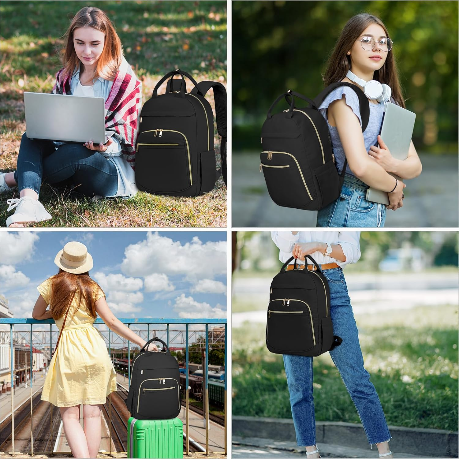 KTMOUW Backpack for Women Laptop Backpack 15.6 Inch Water Resistant Daypack for Travel Work Casual Use, with USB Charging Port image number 5