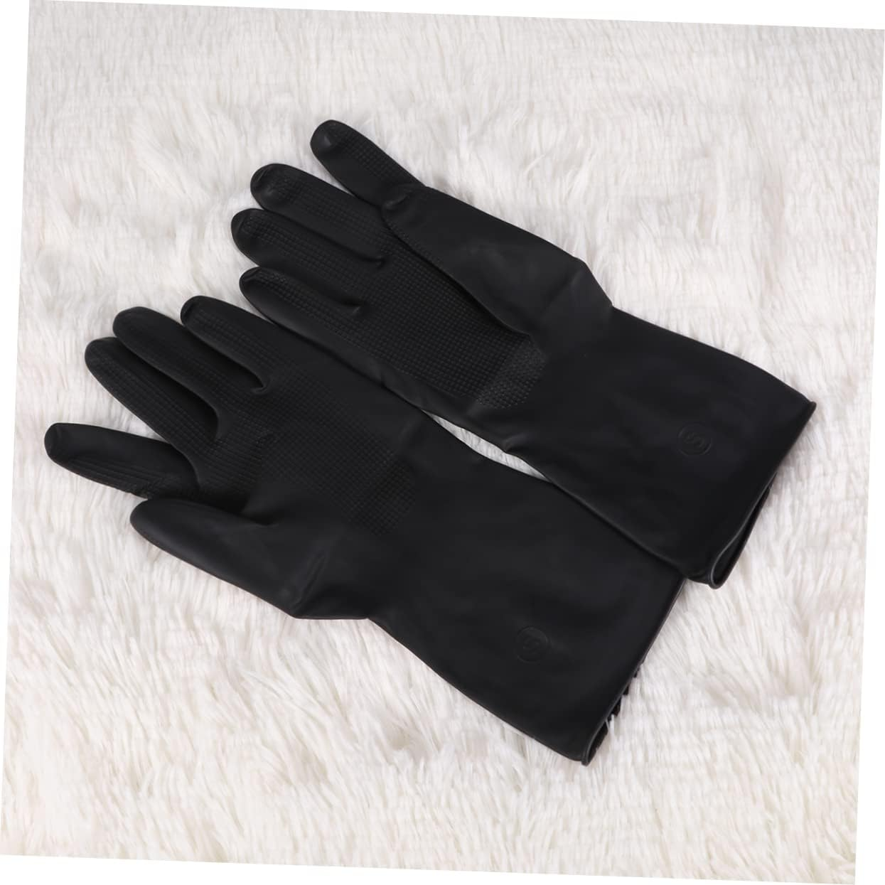 Beavorty 2 Pairs Professional Hair Coloring Accessories Reusable Dye Gloves Salon Gloves Black Rubber Gloves Hand Protectors Hair Dye Gloves Reusable Rubber Gloves Clean Shampoo