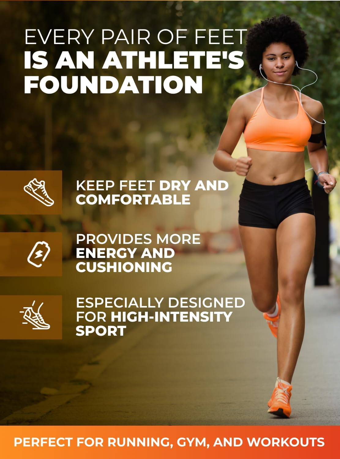 Running Athletic Shoe Insoles Men Women - Sport Insole - Shock Absorption Inserts - Walking Hiking Hockey Tennis Basketball - Orthotic Comfort Cushions Inserts Sneakers image number 5