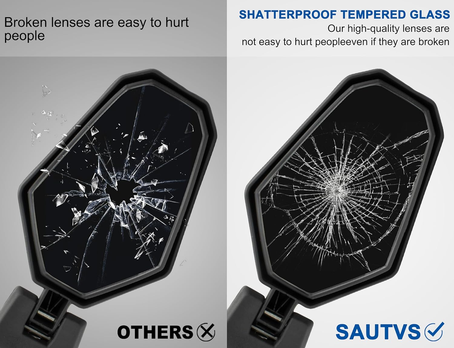 SAUTVS Adjustable Folding Side Rear View Mirrors for Can Am Maverick Trail Sport Commander, Premium Side Mirrors for Can-Am Maverick Trail Sport Commander 2018-2025 Accessories(2Pcs, 715003639) - Center Mirrors For Trail / Sport / Commander image number 5