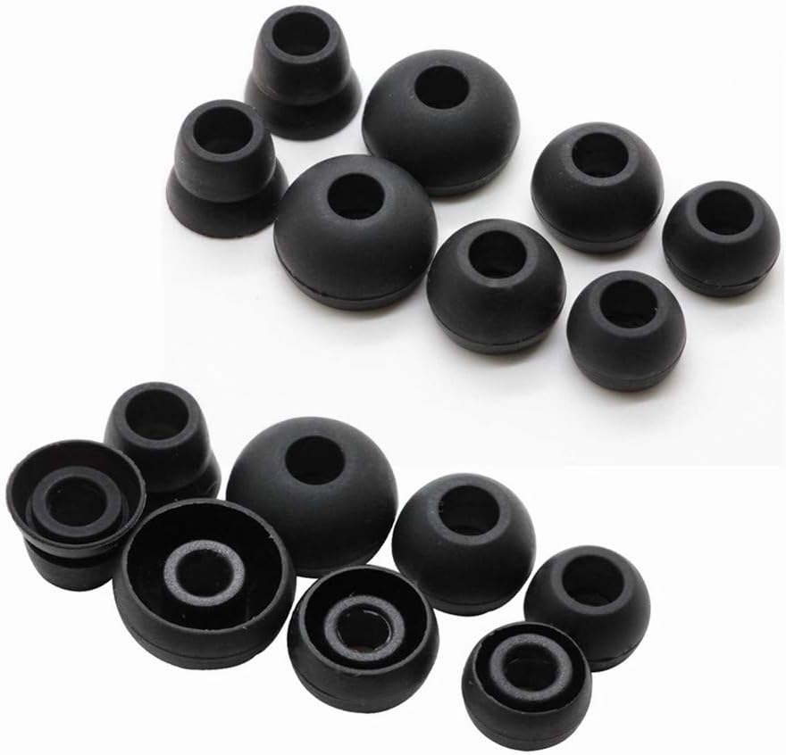 Rhinenet Replacement Silicone Ear Tips Earbuds for Beats by Dre Powerbeats 2 & 3 Wireless Earphones Headset Gel Tips Earplug 8 Pairs Headphone Cover Sweatproof Easy to Use Comfortable Ear Buds Black