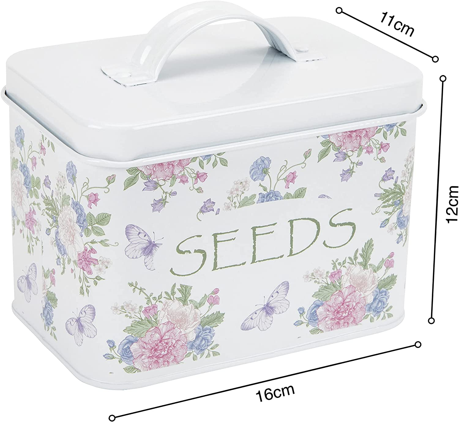 Katai Seed Storage Box &ndash; Durable Metal Seed Organizer Storage Box for Gardeners, Complete Seed Packet Storage Box with Lid, Monthly Dividers, 20 Envelopes & Pencil, Compact Seed Saver, Floral image number 5