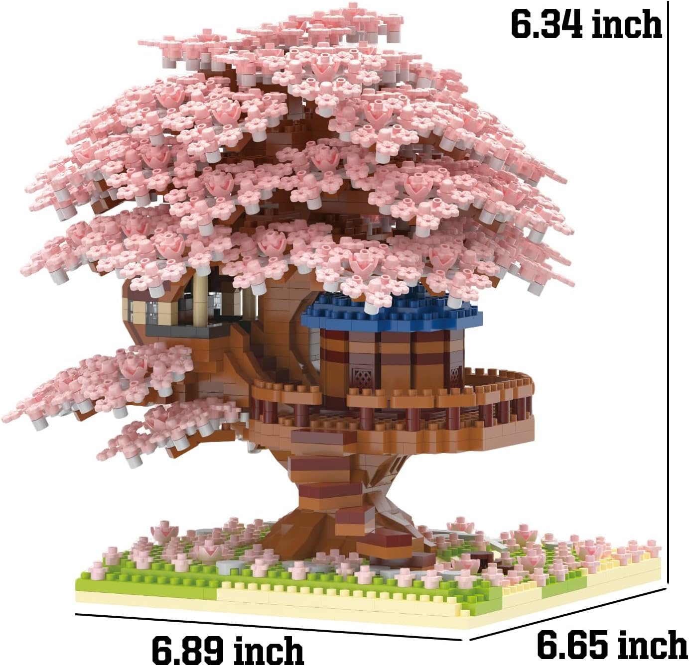 Pink Cherry Blossom Tree House Micro Blocks Model, Building Blocks Set with LED, Bricks Architecture Kit, Cherry Blossom Tree Building Set for Adults and 14+Kids(2151 Pieces) image number 3