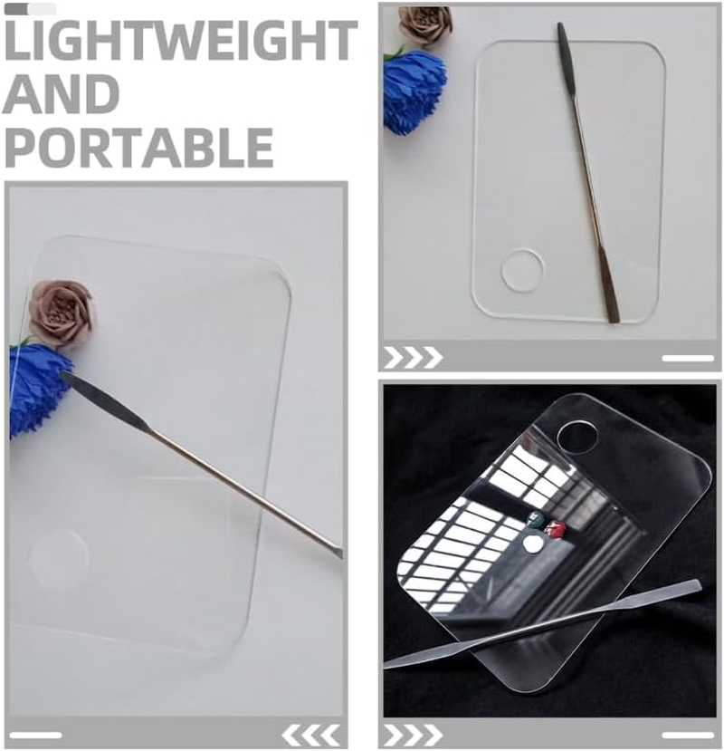 Healvian 4Pcs Makeup Mixing Palette with Spatula Portable Acrylic Makeup Foundation Eyeshadow Tray