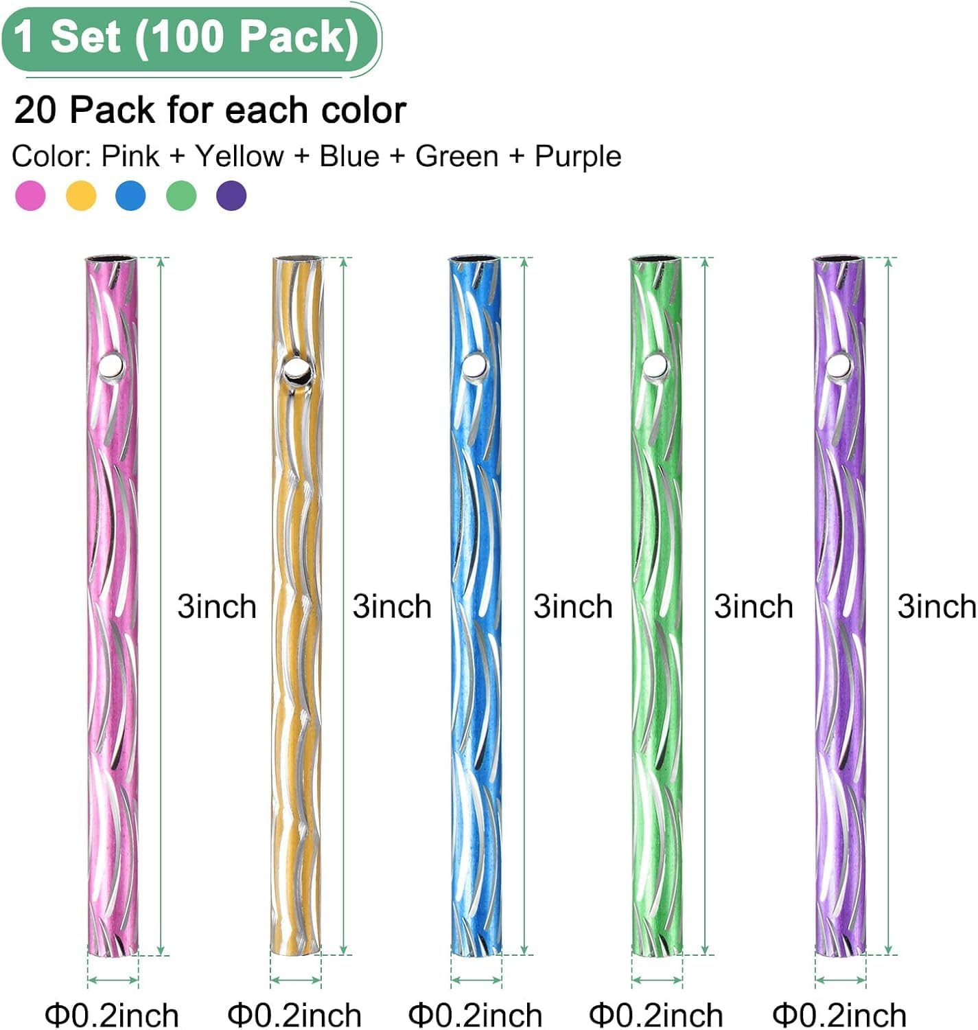 Fokmuaex 100PCS DIY Wind Chime Kit - Aluminum Metal Wind Chime Tubes for Outdoor Hanging Decor, Create Relaxing Wind Chimes with Natural Soothing Sounds