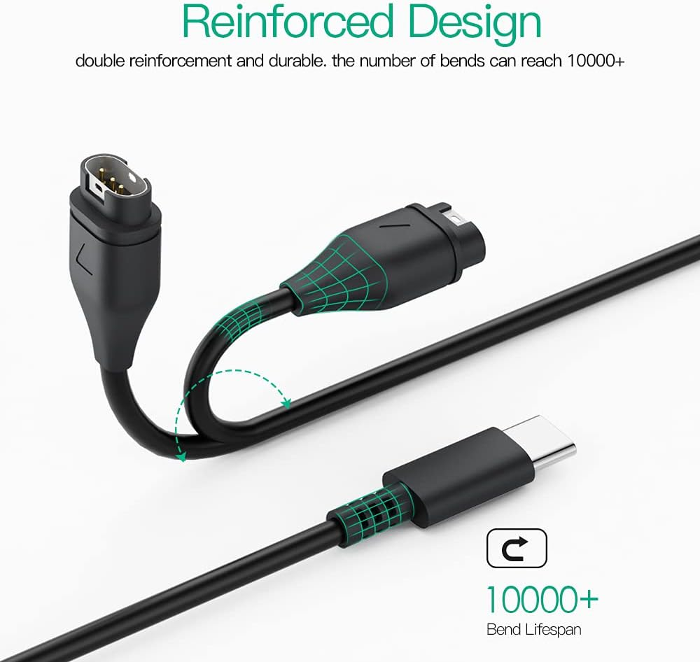 AWINNER Charger Cable Compatible for Garmin Fenix 6 6S 6X Pro Sapphire,Fenix 5 5S 5X Plus,Forerunner 935 945 45 45S 245,Approach S10 S40 S60 X10,Quatix 5 Sapphire,Vivoactive 3 4C 4S,Vivomove 3 3S Usbc