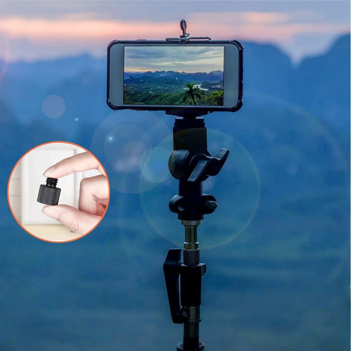 4 PCS Black Camera Screw Adapter,Microphone Stand Mic Mount,Microphone 1/4 Male to 3/8 Female Screw Adapter for Camera Tripod Stand image number 3