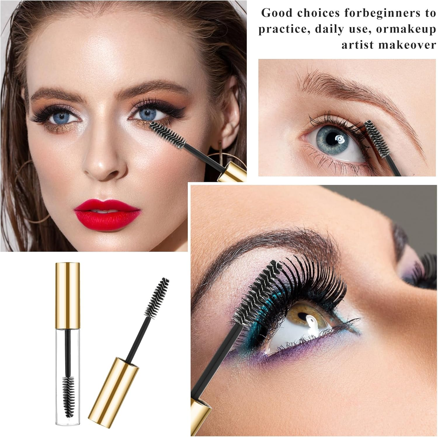 4 Pieces 10ML Empty Mascara Tube and Wand, Plastic Lip Gloss Containers Tubes Refillable Eyelash Serum Applicator Clear Eyelash Cream Dispensers Travel Castor Oil Cosmetic Containers Bottles image number 4