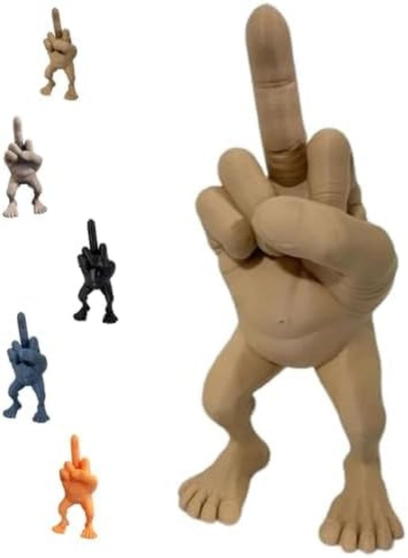 Funny Middle Finger Figure, 3D Figurine Desk Statue - Flesh, 7In