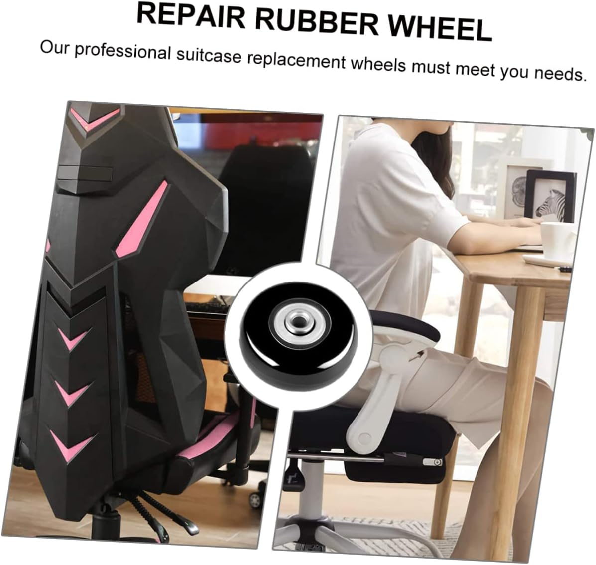 Anneome Mute Luggage Wheels Replacement 40Mm X 18Mm Rubber Casters with Double Bearings for Suitcase Repair and Travel Use image number 3