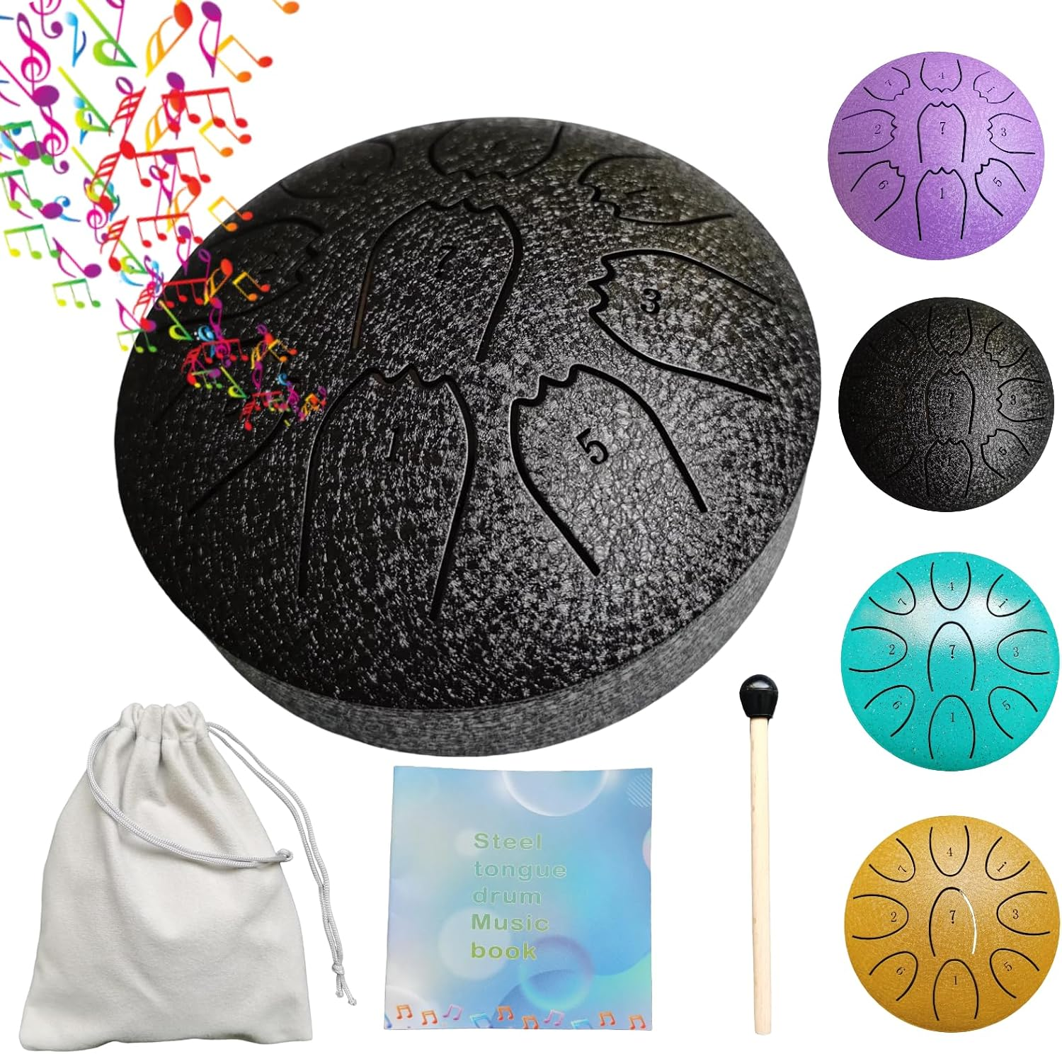 Steel Tongue Drum 9-Note Scale 4-Inch Mini Rain Drum Children'S Instrument Engraved Note Markings for Durability Ideal Children'S Musical Enrichment (GOLDEN)