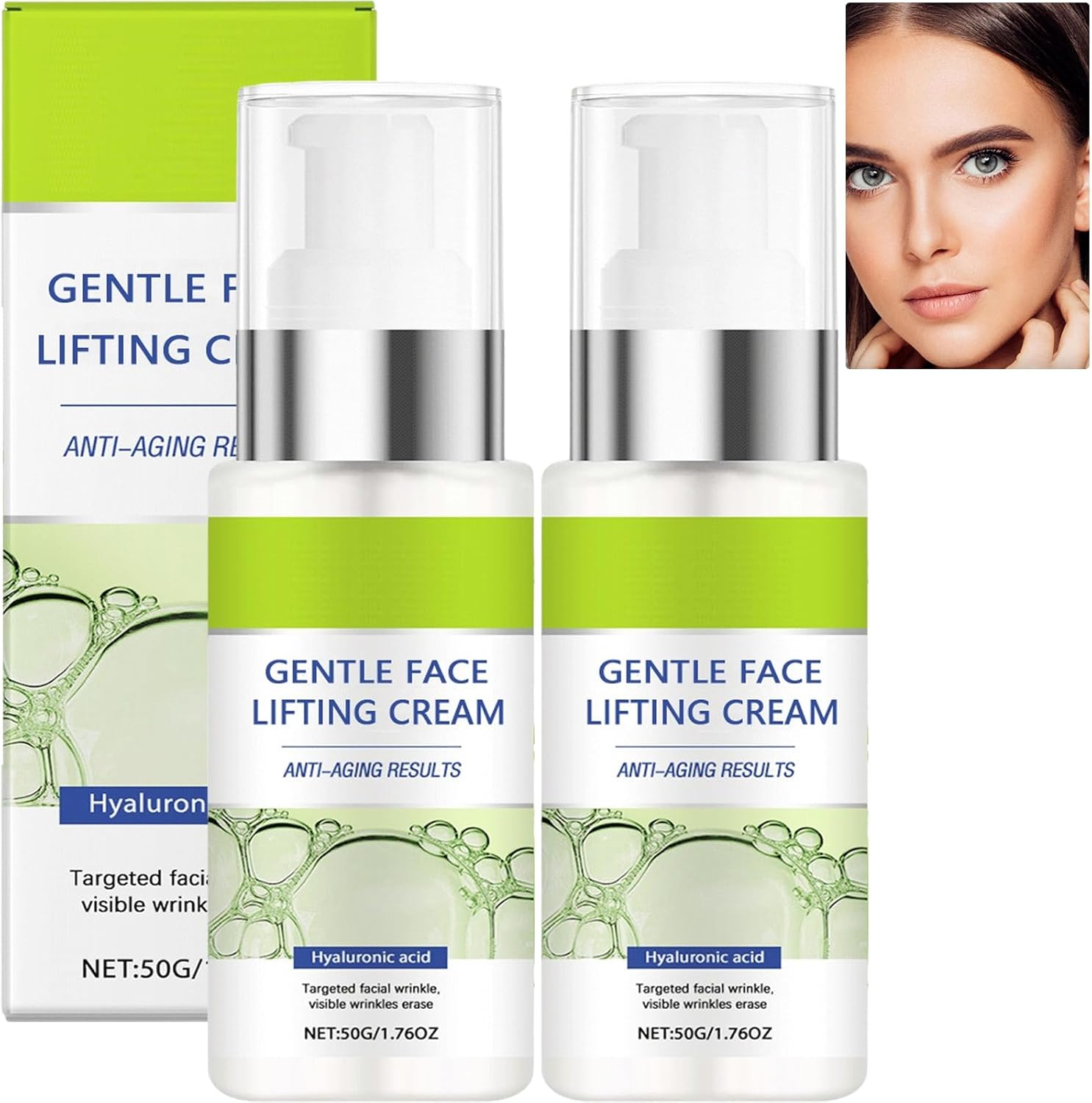 Instant Lift Skin Tightening Cream for Face, Instant Wrinkle Remover, Facial Anti-Wrinkle Firming Serum, Temporary Face Tightener, Collagen & Hyaluronic Acid Anti-Aging Smoothing Fine Lines (2Pcs)