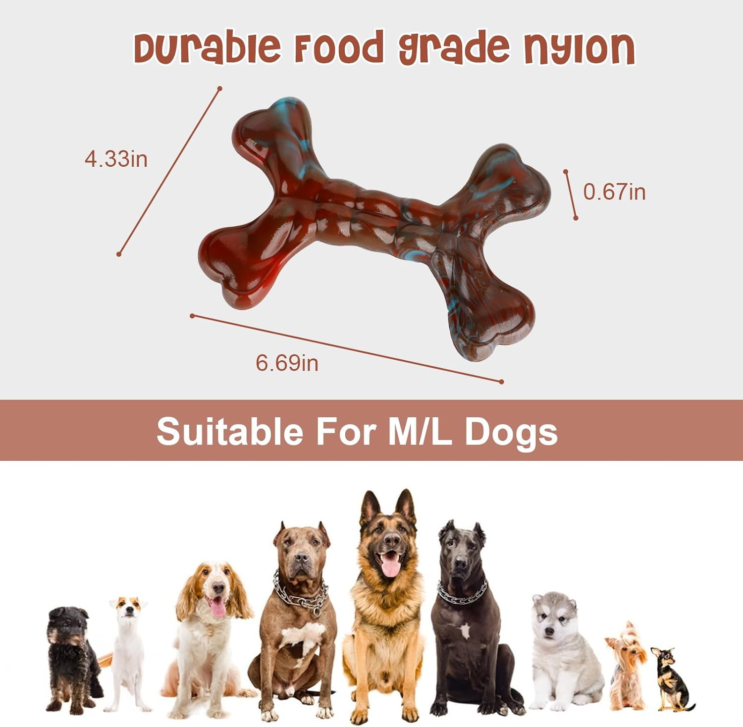 Dog Toys Bones Indestructible Dog Toys for Chewers, Beef Flavored Bone for Medium and Large Breeds image number 2