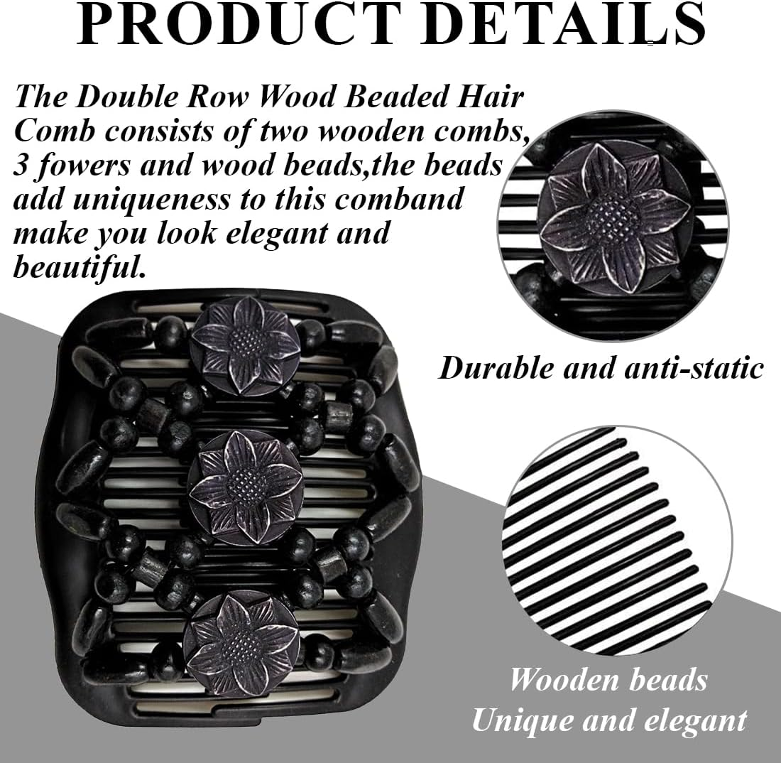 AFCJLTO Hair Comb with Elastic Beads and Stretchy Hair Clip, 1 Piece Magic Hair Comb Double Clip for Girls, Beautiful Hair Accessories Elegant Hair Clip for Women, Hair Styling Hair Comb image number 1