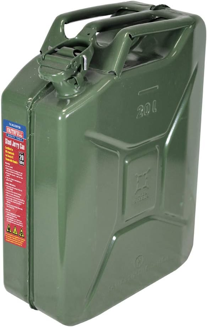 Faithfull FAIAUJERRY20 20 Litre Metal Jerry Can UN App, GS TUV Certified - Green image number 2