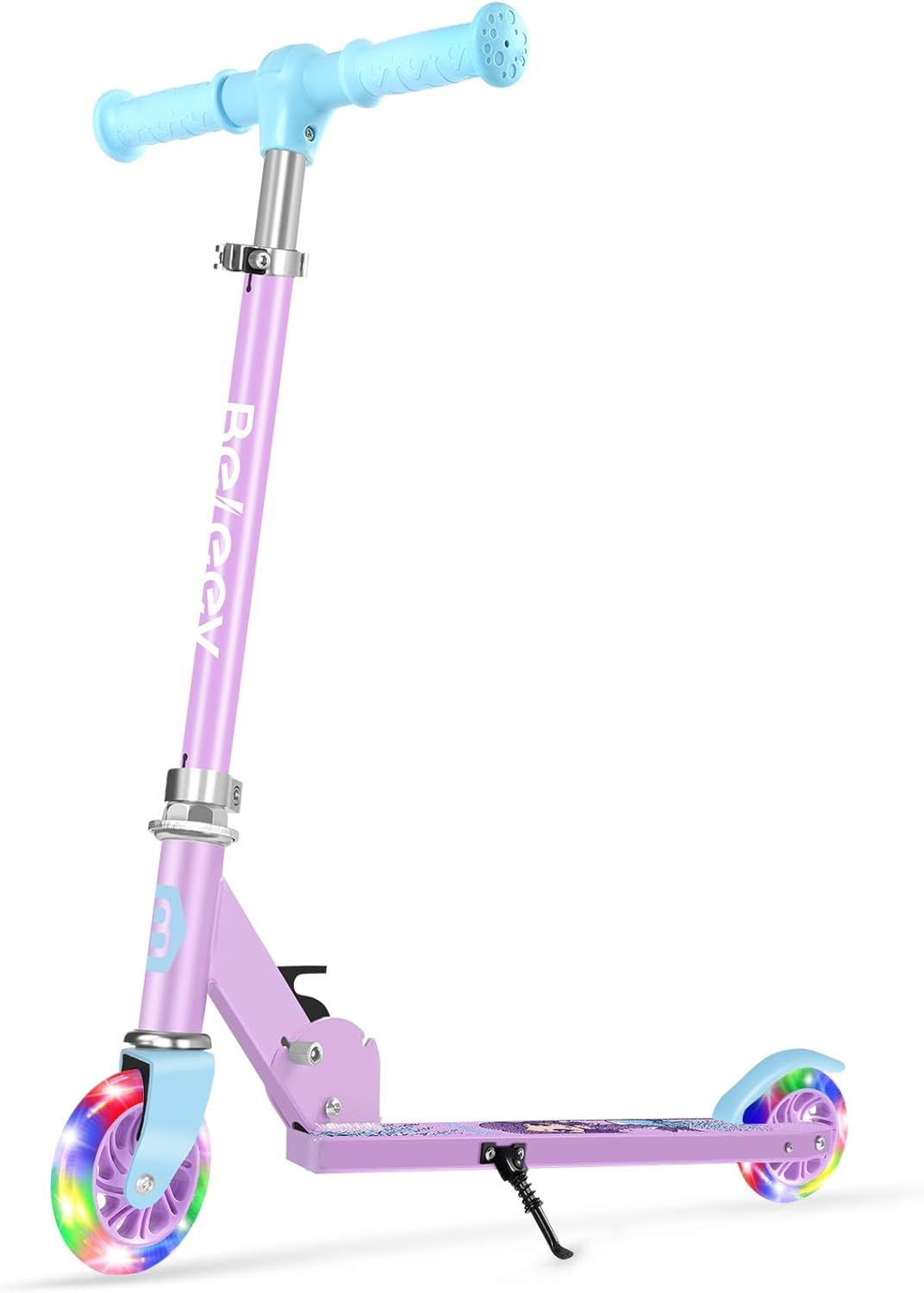 BELEEV V1 Scooters for Kids, 2 Wheel Folding Kick Scooter for Girls Boys, 3 Adjustable Height, Light up Wheels, Lightweight Scooter with Sturdy Frame, Kickstand for Children 3 to 12 Years Old