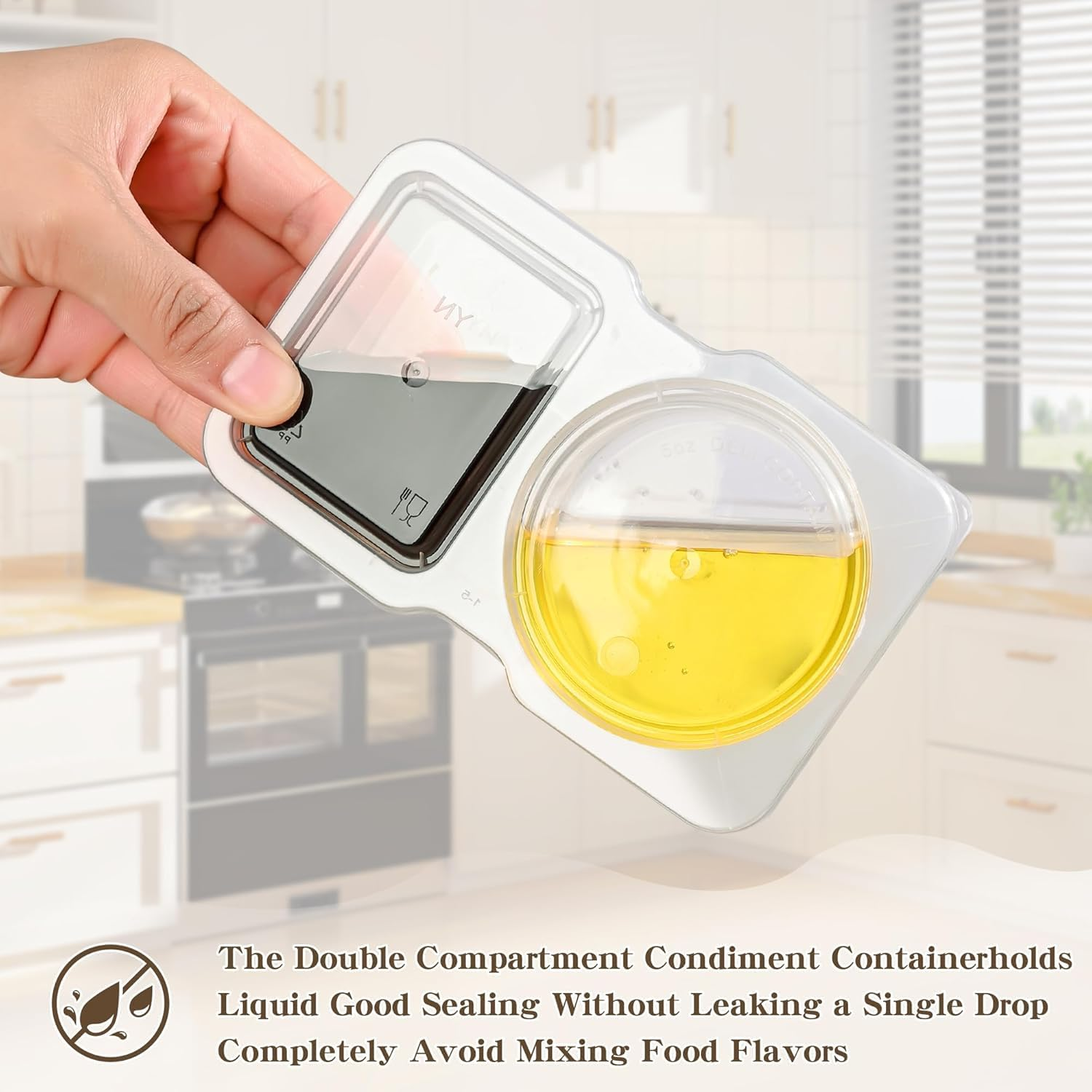 50-Pack Reusable Snack Containers, 2-Compartment Dipping Containers with Lid for Refrigeration, Portion Control, Outdoor Takeaway Sauce Dip Case image number 5