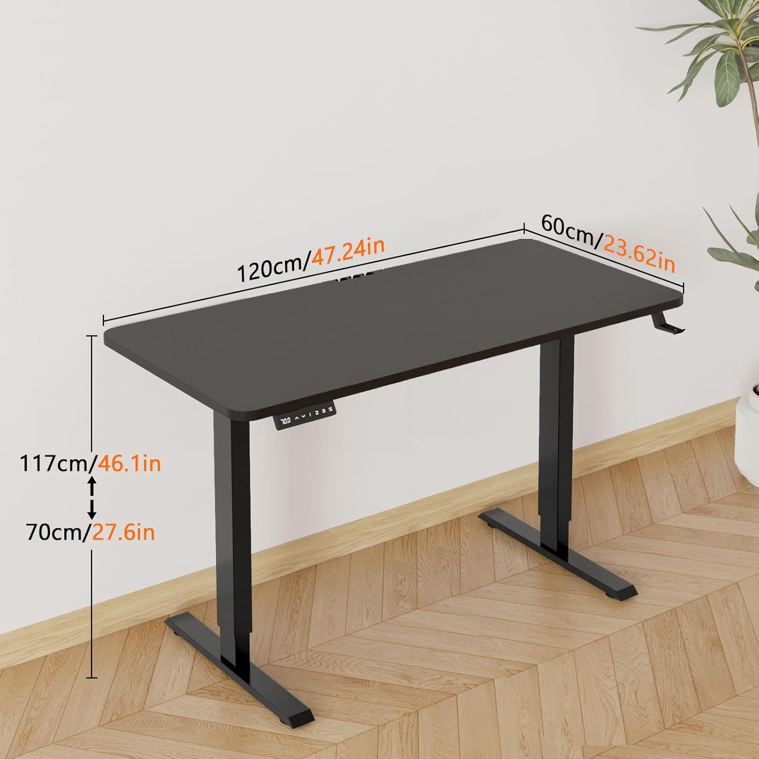 120 X 60Cm Height Adjustable Electric Standing Desk Computer Desk Height Adjustable Desk Ergonomic Home Office Sit Stand up Desk with Memory Preset Controller Adjustable Desktop Standing Desk, Black