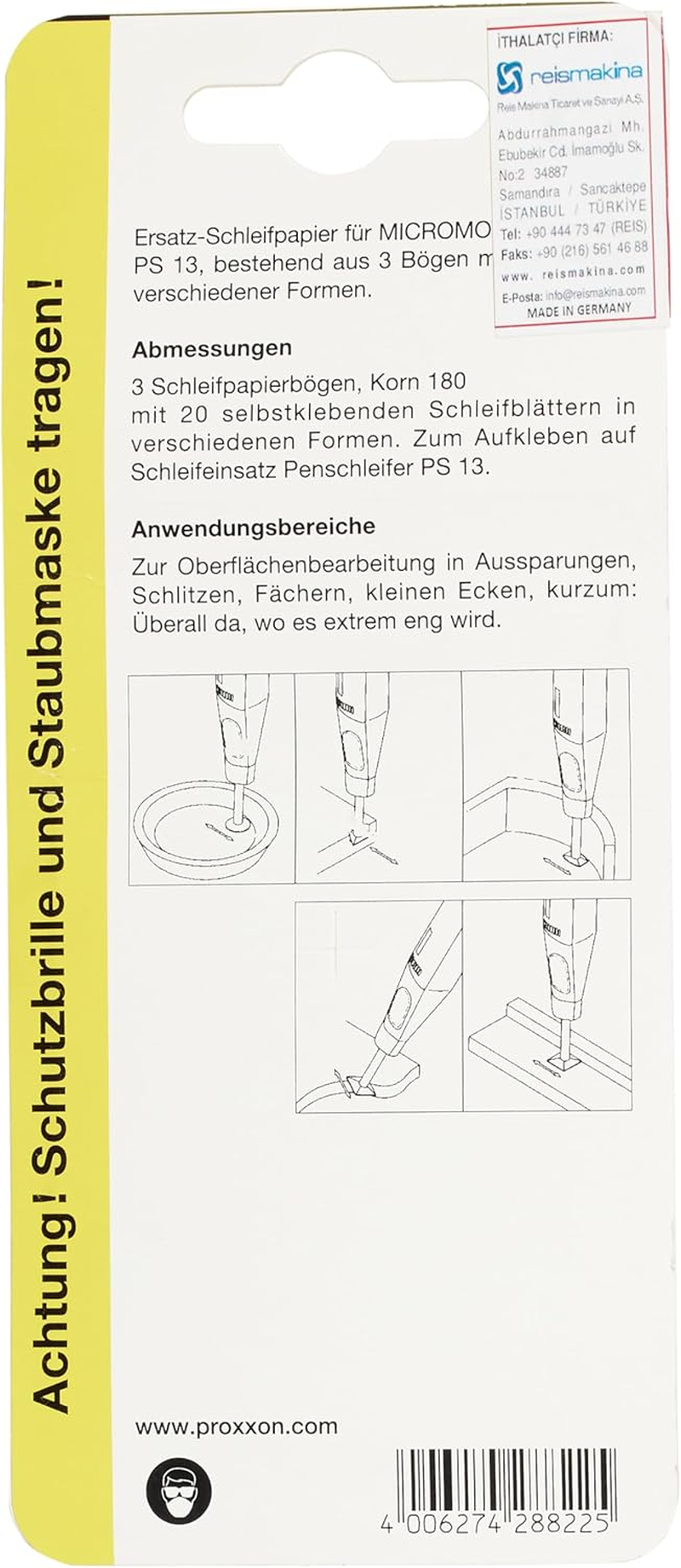 PROXXON 28822 3 Sheets of 180 Grit Sandpaper for PS 12 (20 Pads), White image number 2