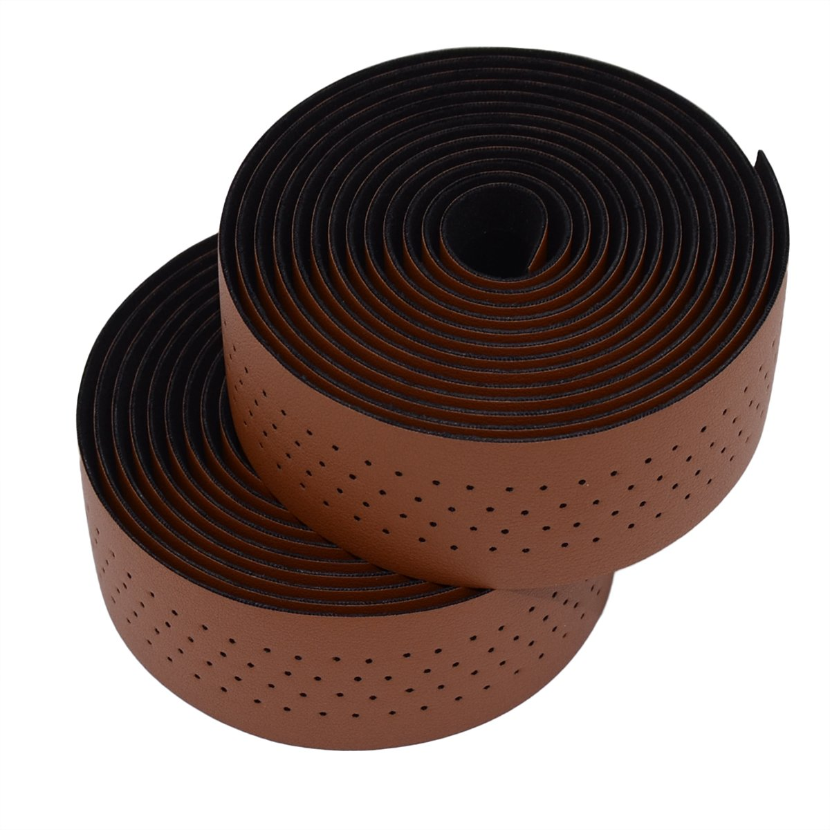 KINGOU Brown Synthetic Leather Road Bike Handlebar Tape Bicycle Bar Tapes - 2PCS per Set image number 1