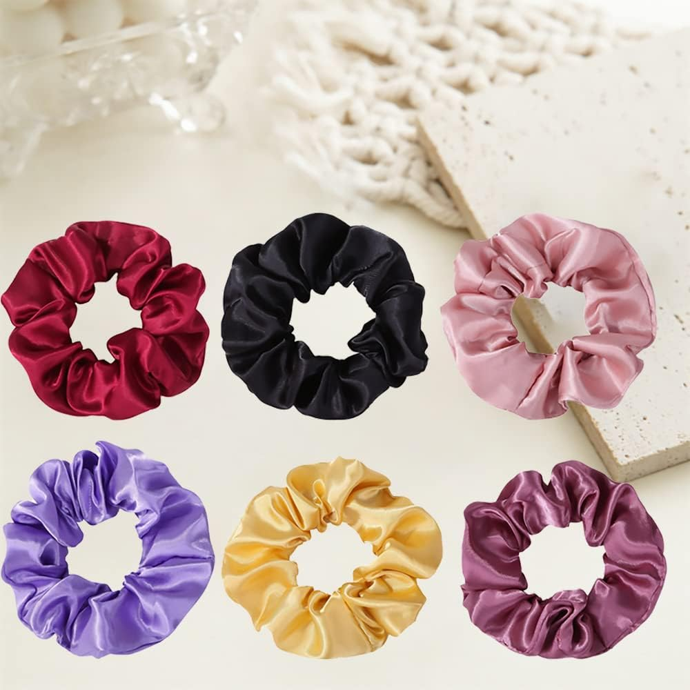 XHNFCU 12 Pieces Elastic Hair Bands Frizz Prevention Hair Scrunchies for Women Soft Elastic Ponytail Holder Hair Accessories for Women Girls and Kids (12 Colors) image number 1