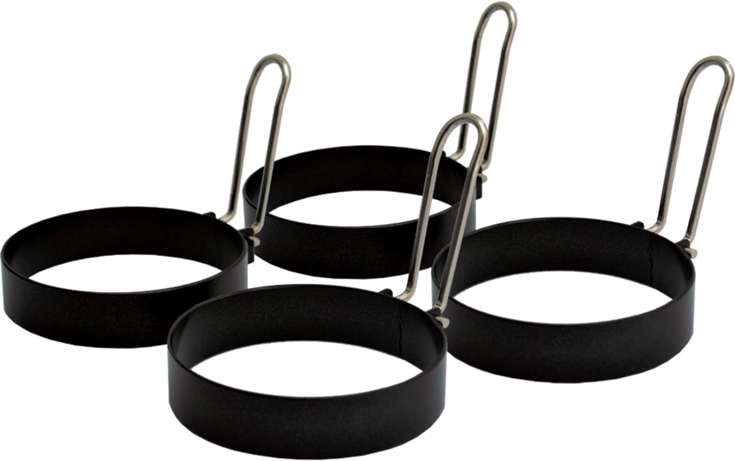 BBQ Buddy Egg Rings - BBQ Egg Mould for Hot Plate - Circular Crumpet Rings and Egg Rings for Frying Eggs and Pancakes - 75Mm Diameter Non Stick with Foldable Handle - 4 Pieces image number 3