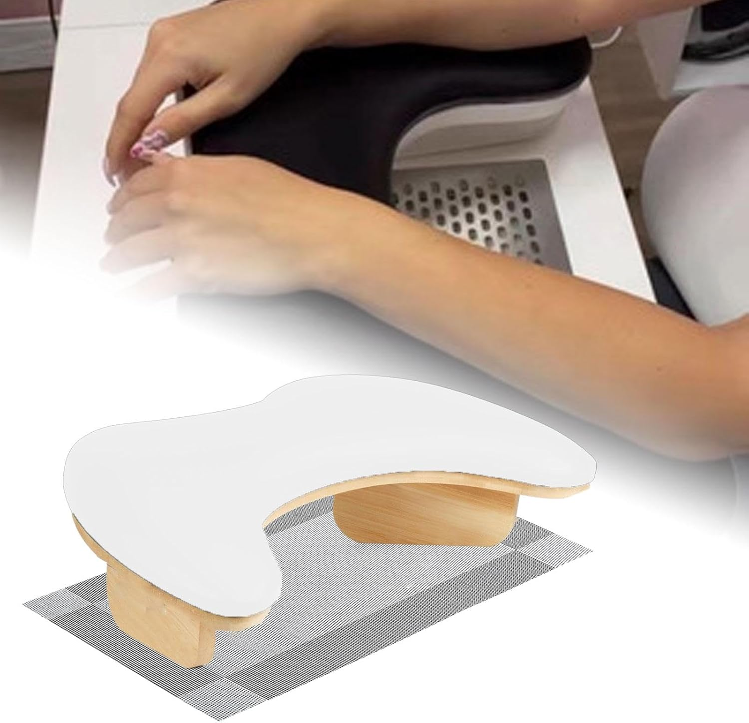 Garende Nail Arm Rest Sturdy Professional Hand Rest Pillow Accessories for Salon Manicurist Home, White - White image number 4