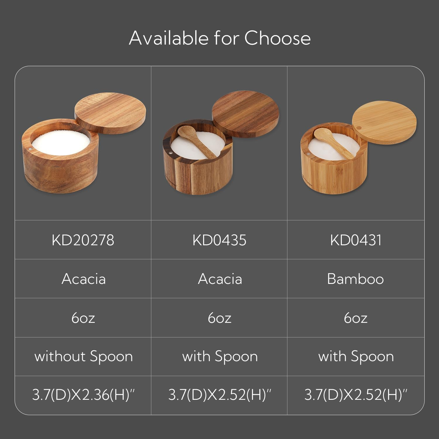 KITCHENDAO Acacia Wood Salt Cellar Bowl Box, Elegant Kitchen Salt Container Holder with Swivel Magnetic Lid to Store Pepper Spice Bath Salt Sea Salt Herbs or Favorite Seasonings, 6Oz - Acacia(No Spoon) image number 2