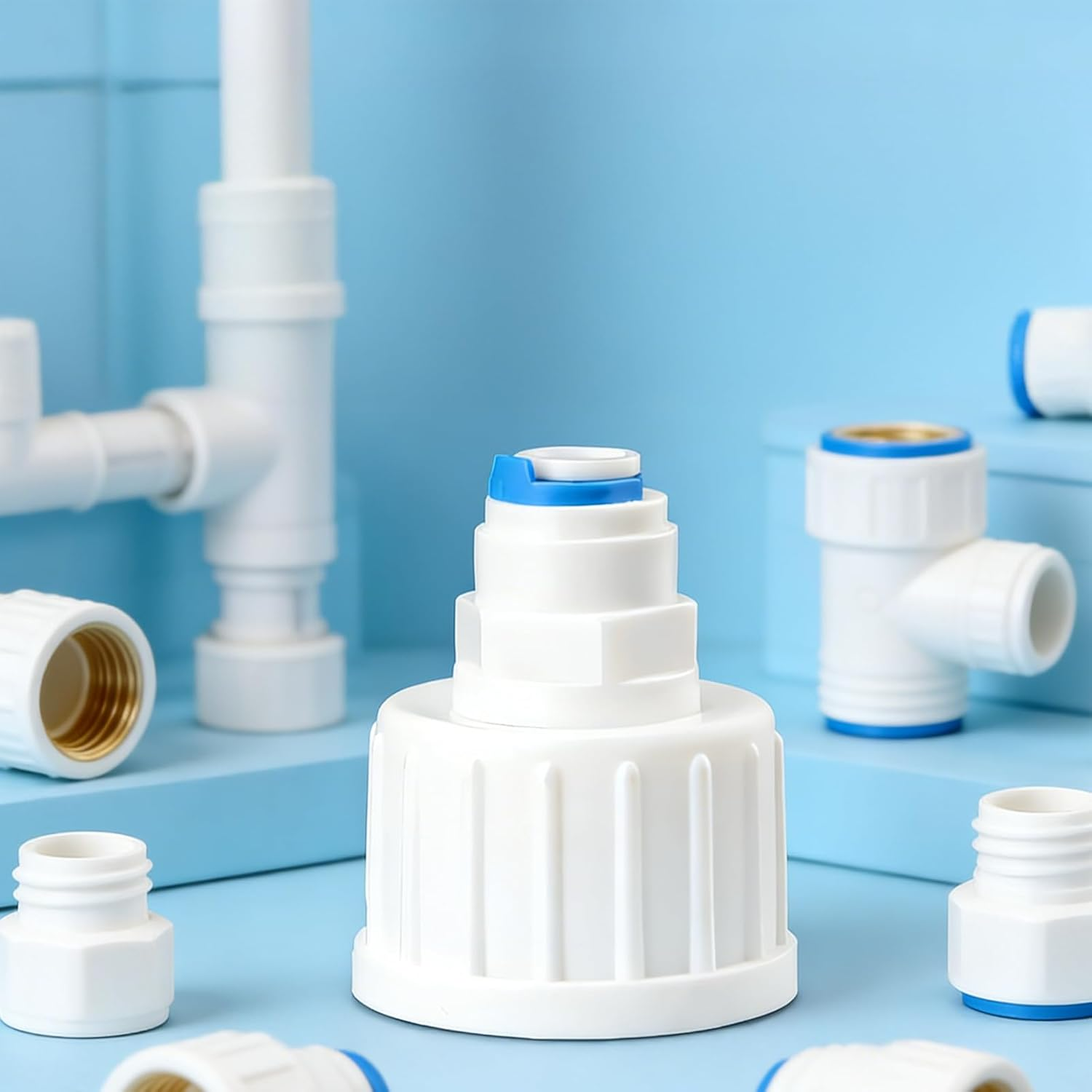 Yxvyxymyxxg 2-Pack 3/4In BSP to 1/4In Pushfit Water Hose Connector - Adapter for Refrigerator Water Filter & Plumbing System image number 1