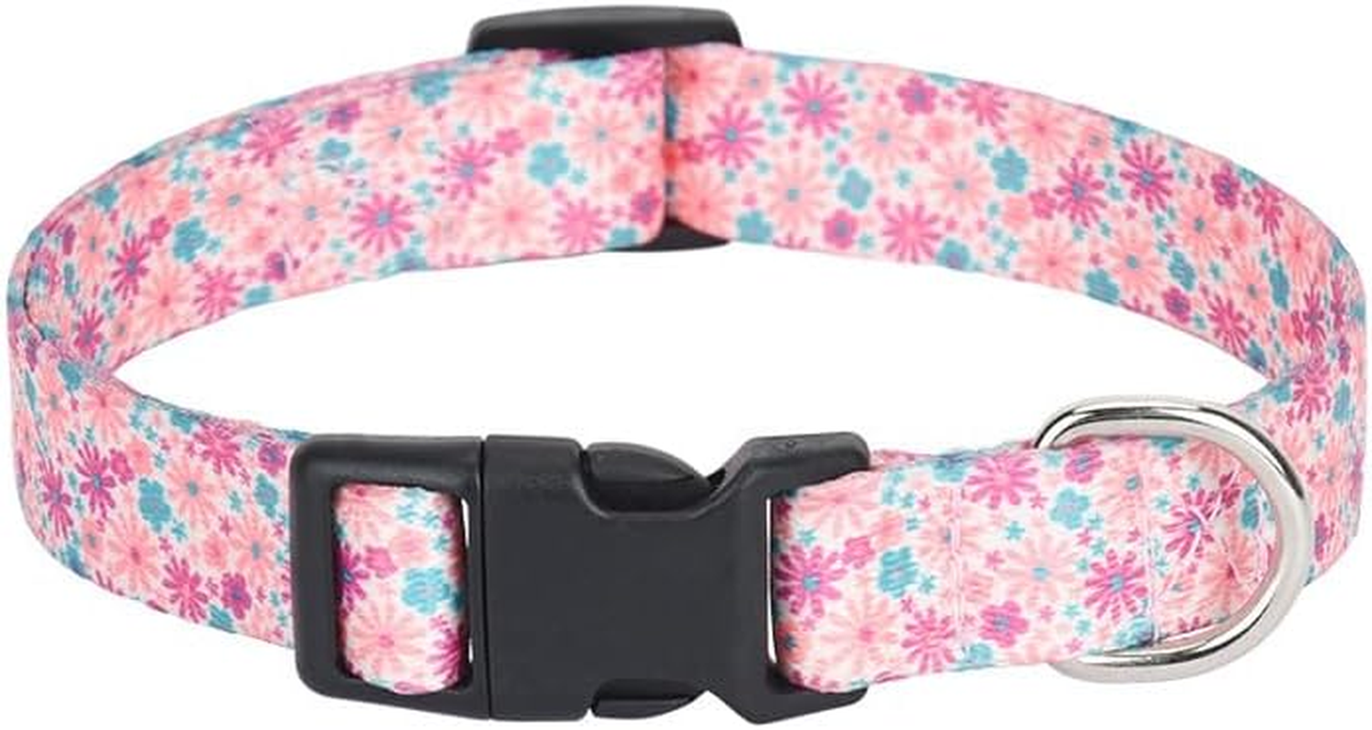 Reflective Dog Collar, Cute Flower Theme Adjustable Heavy-Duty Collar, Soft Pet Accessories with Quick Release Buckle (Pink, L) image number 5