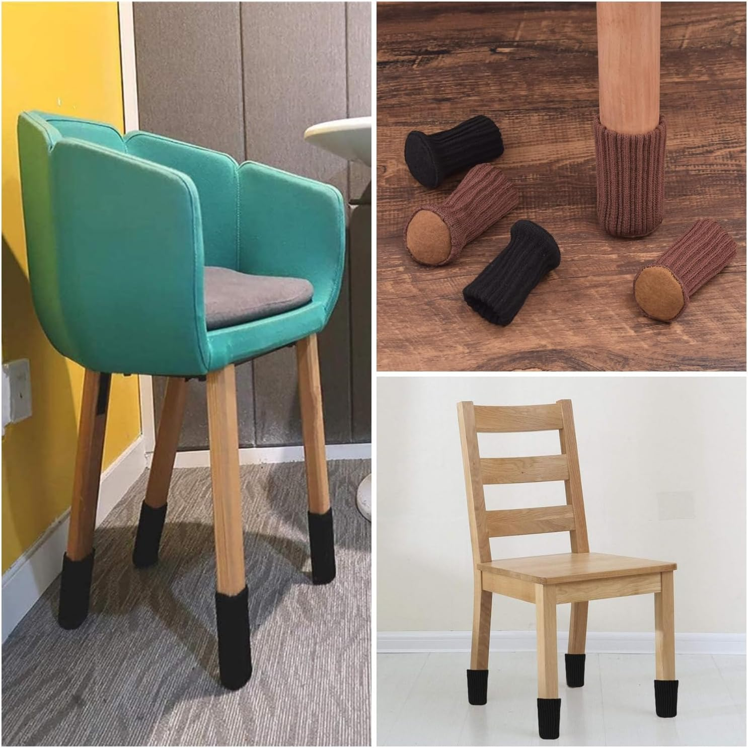 Taicols Chair Leg Socks, 40 Pcs Furniture Socks, Chair Covers for Legs, Chair Leg Floor Protectors, Furniture Sliders for Chair Legs, Furniture Cups Table Feet Cover, Knitted Chair Feet Socks (Beige) image number 3