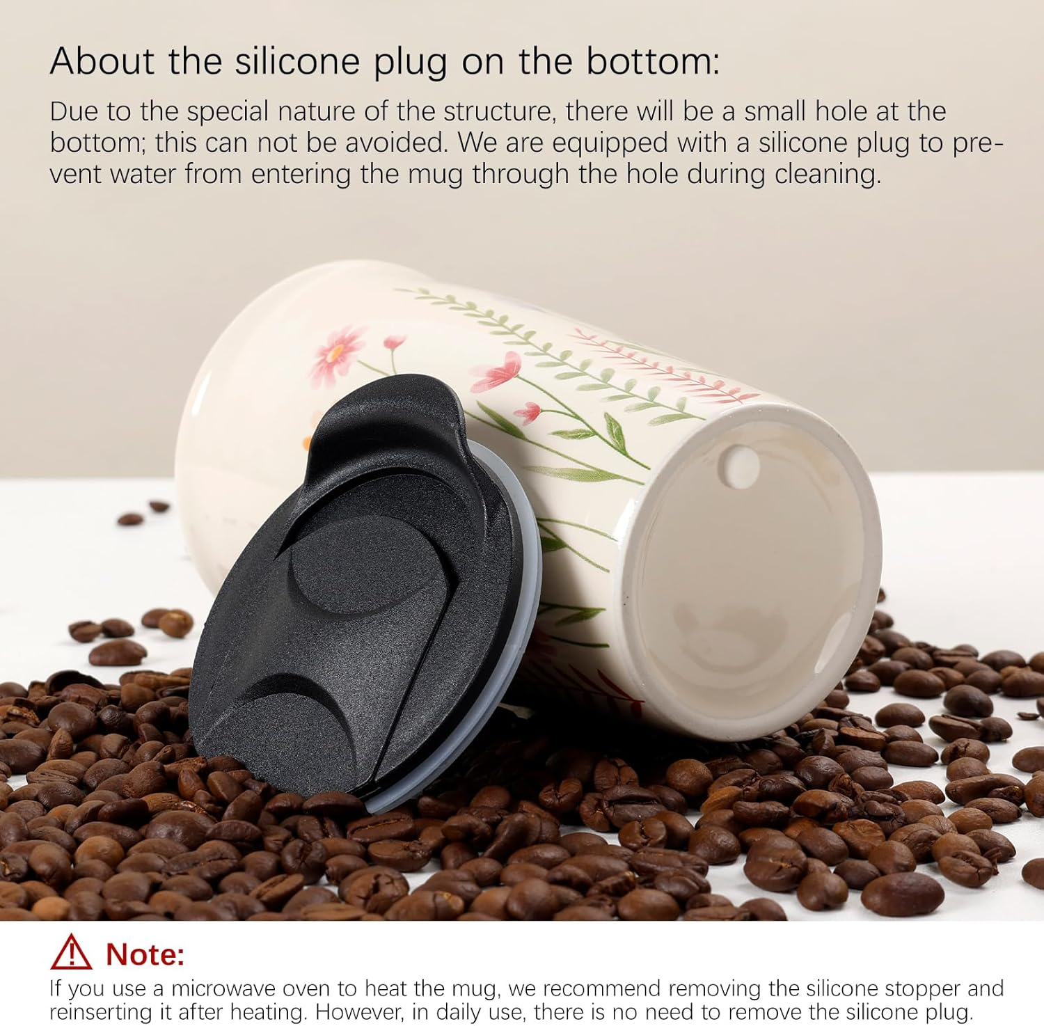 Umlaca Ceramic Coffee Mug with Lid, Double Wall Coffee Travel Mug Ceramic Tumbler 12 Oz, Reusable Tall Cup, Portable, Splash Resistant Lid for Hot Tea Cold Beverage Coffee Tumbler, Dishwasher Safe image number 5