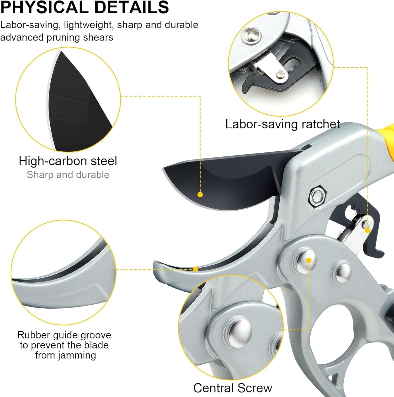 Oriver Arthritis Friendly Pruning Shears - 1 Inch Cut Capacity Garden Clippers for Weak Hands, Ergonomic Snips with Rust Resistant High Carbon Steel (Australian Garden Tools) image number 5